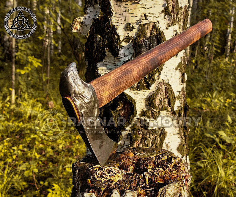 thumbnail image 2 of Handmade Damascus Carbon Steel Tomahawk Axe Head - Full Tang, Tactical 1420 (Handle Not Included) 2 of 4