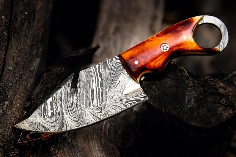 Arknife's Handmade 2024 Damascus steel Brown Skinner knife, Pocket knife , gift for him