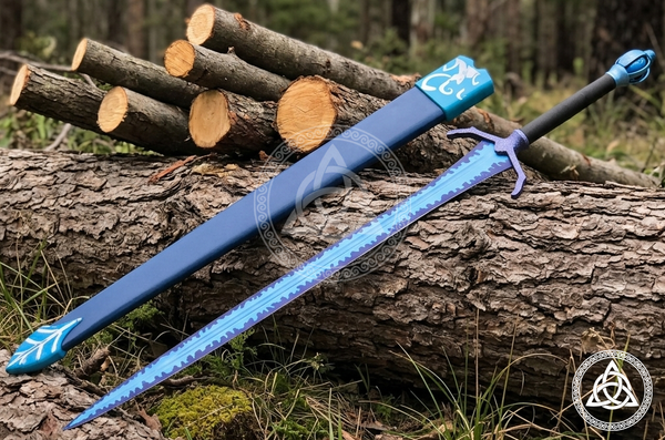 Custom Made Legendary Flame Blade Fantasy Sword Replica - Blue Edition