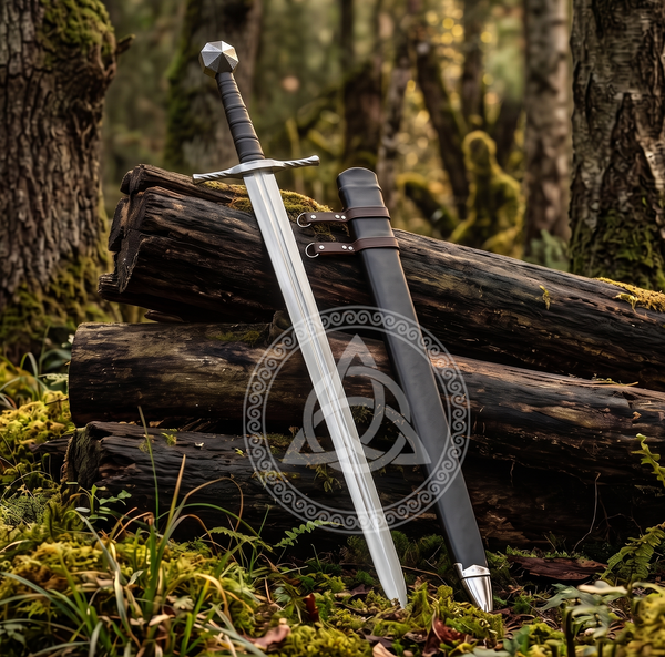 Custom Teutonic Knight Sword Replica with Scabbard - Medieval Blade