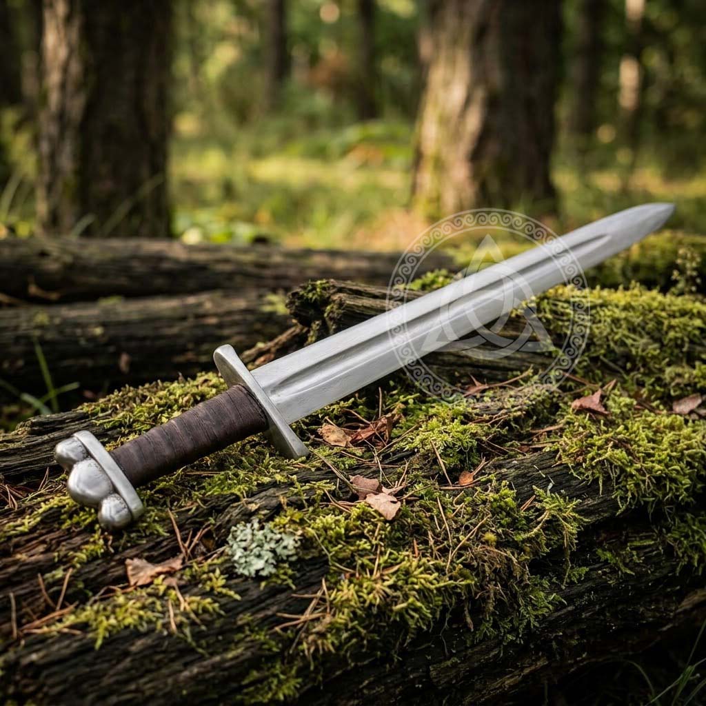 Hand-Forged Viking Sword | Norse Replica with Leather Scabbard