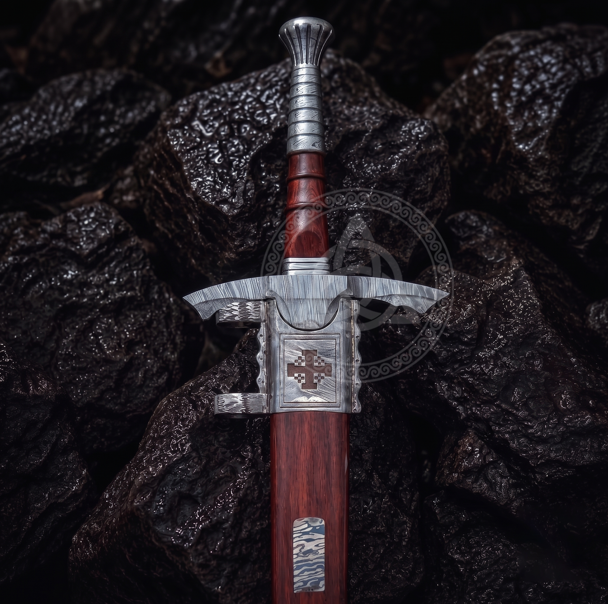 Custom Handmade Damascus Steel Medieval Sword & Scabbard