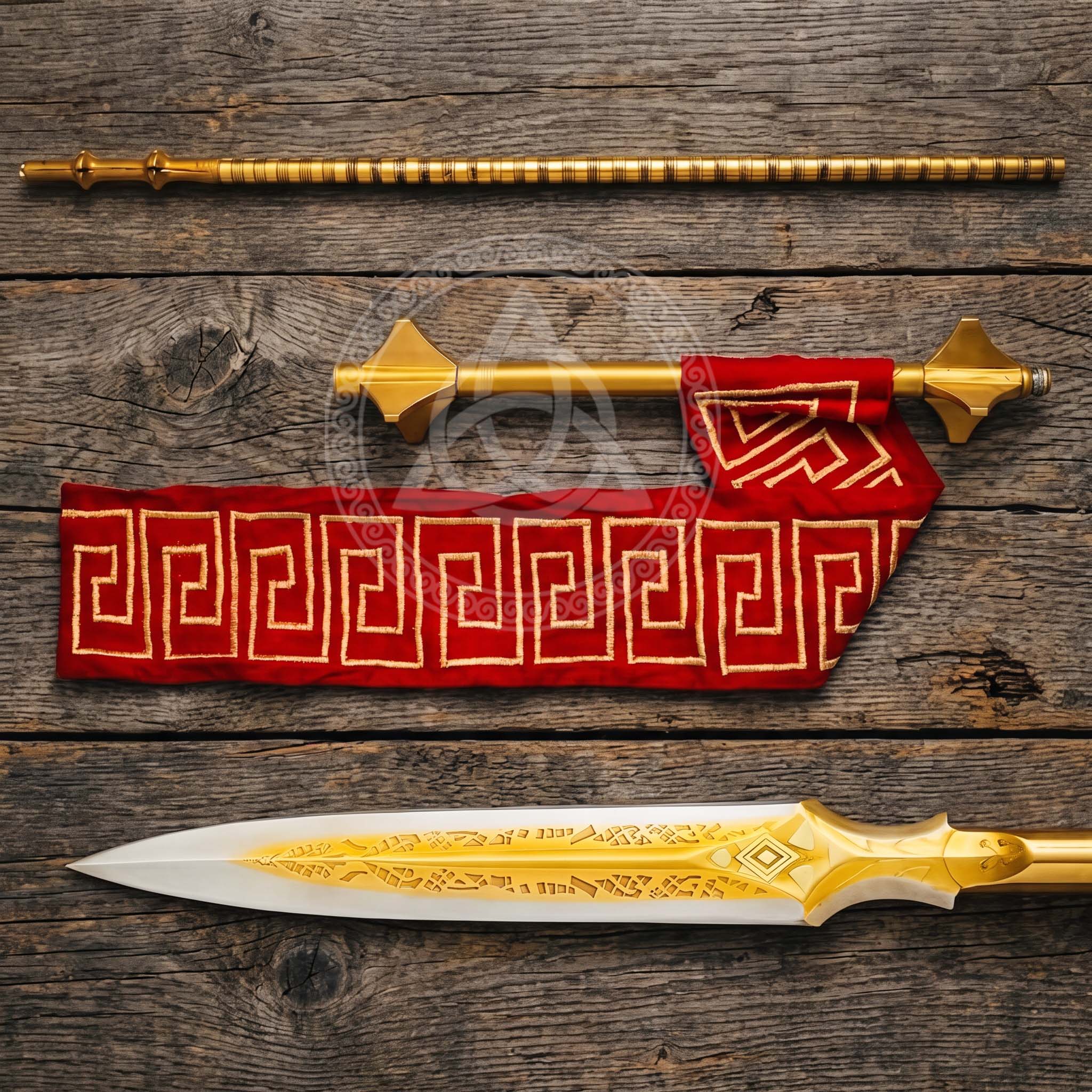 God of War Ragnarok Draupnir Spear, Handmade Kratos Replica, 21K Gold Plated
