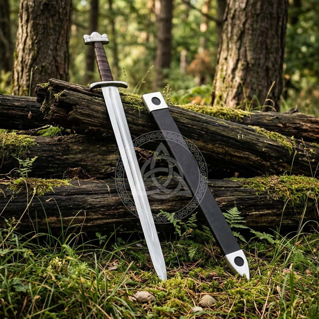 Hand-Forged Viking Sword | Norse Replica with Leather Scabbard