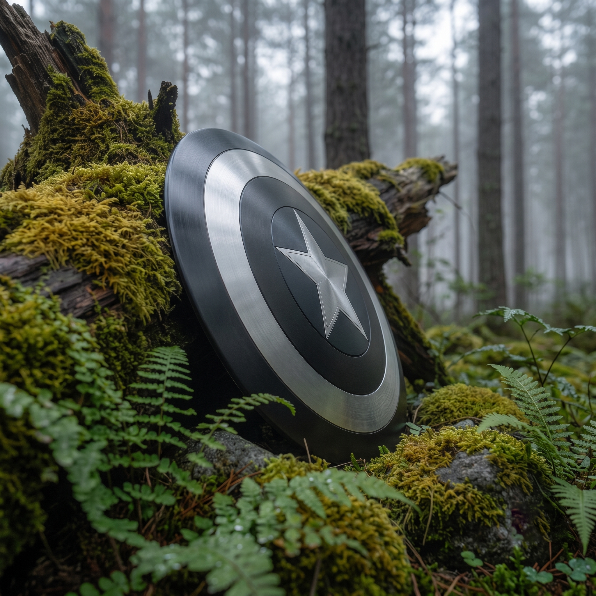 Handmade Captain America Black Silver Shield Cosplay Prop Replica