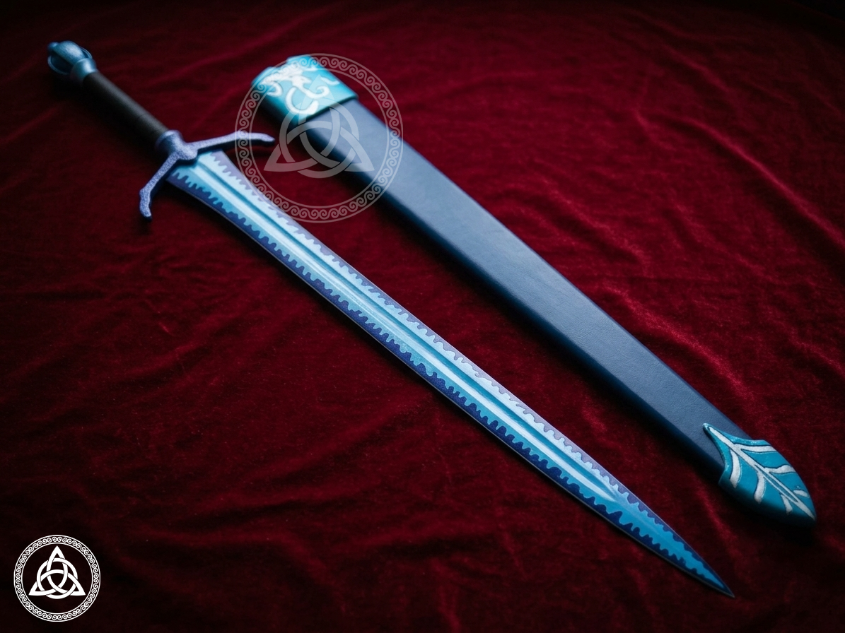 Custom Made Legendary Flame Blade Fantasy Sword Replica - Blue Edition