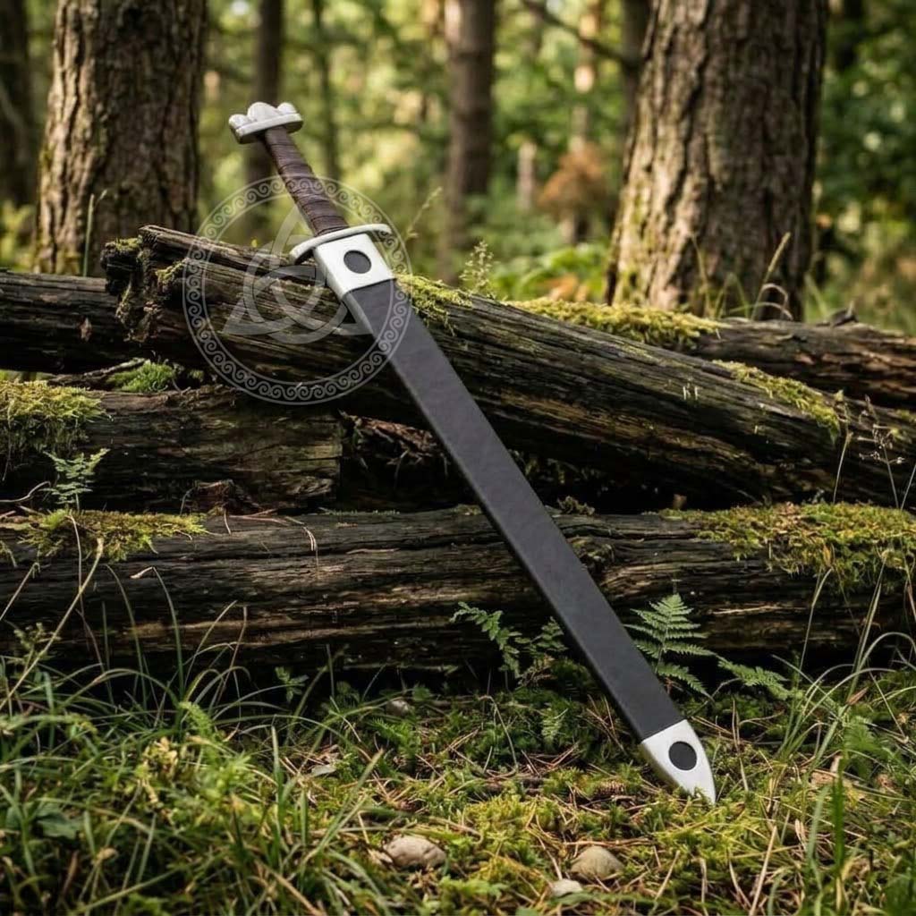 Hand-Forged Viking Sword | Norse Replica with Leather Scabbard