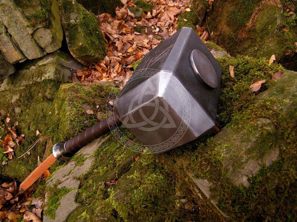 Handmade Mjolnir Replica - Thor's Hammer with Valknut Symbol