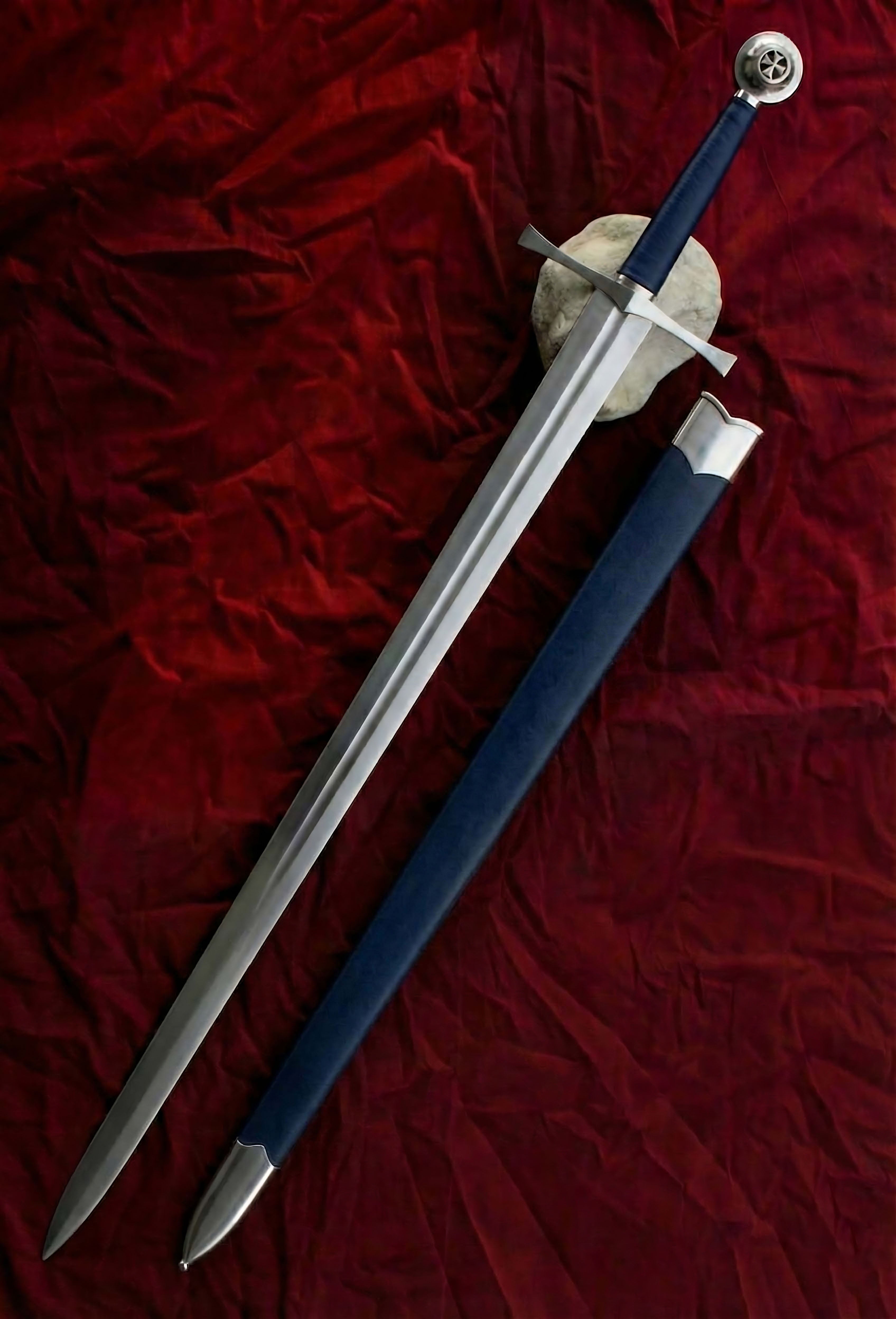 Handmade Templar Medieval Cross Sword Replica with Scabbard