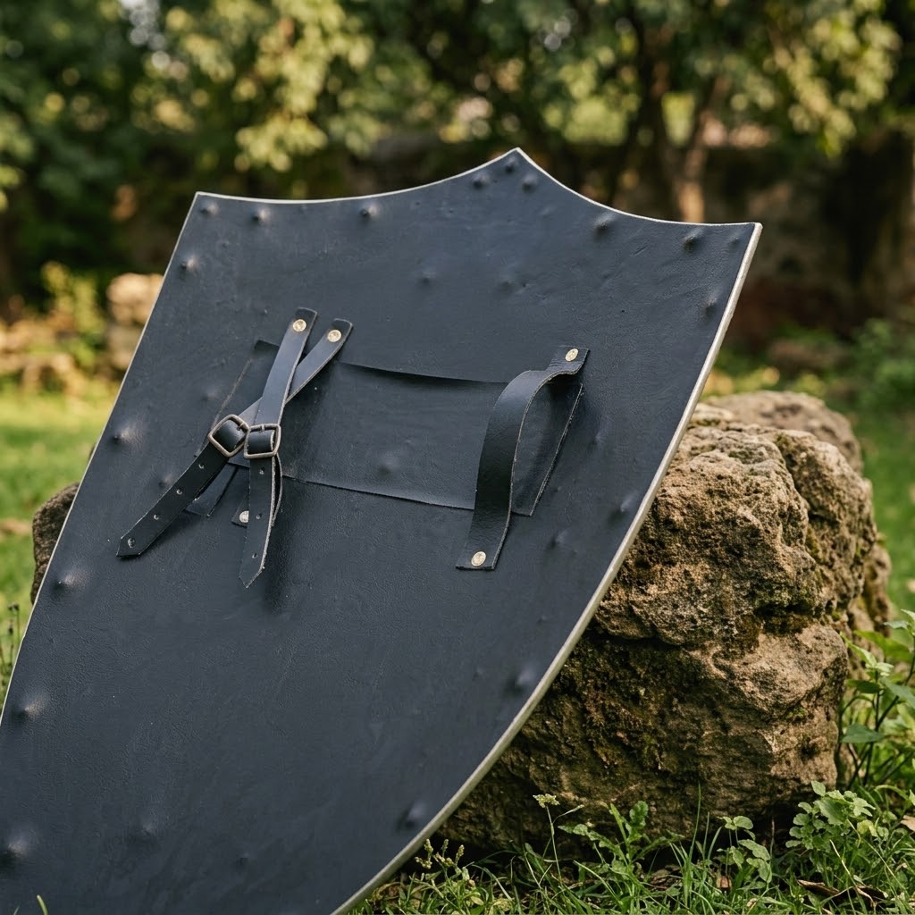 Crusader Shield with Red Cross Pattée – Polished Steel Heater Shield, Reenactment & Display