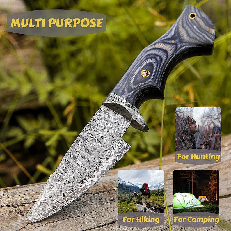 RA-274 Hand-Forged Damascus Steel Fixed Blade Hunting Knife, Gift For Men, Anniversary Gift, Christmas Gift - Ragnar Armoury