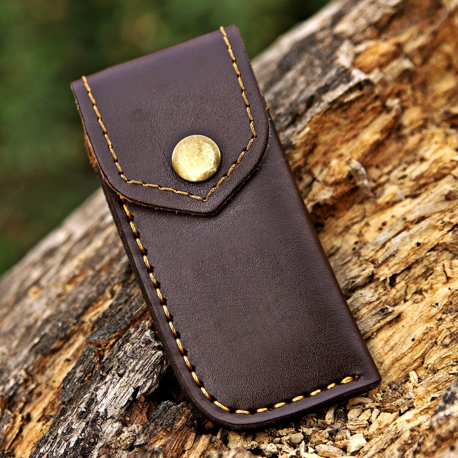 Unique Handmade Damascus Folding Knife w/ Leather Sheath – Limited Edition