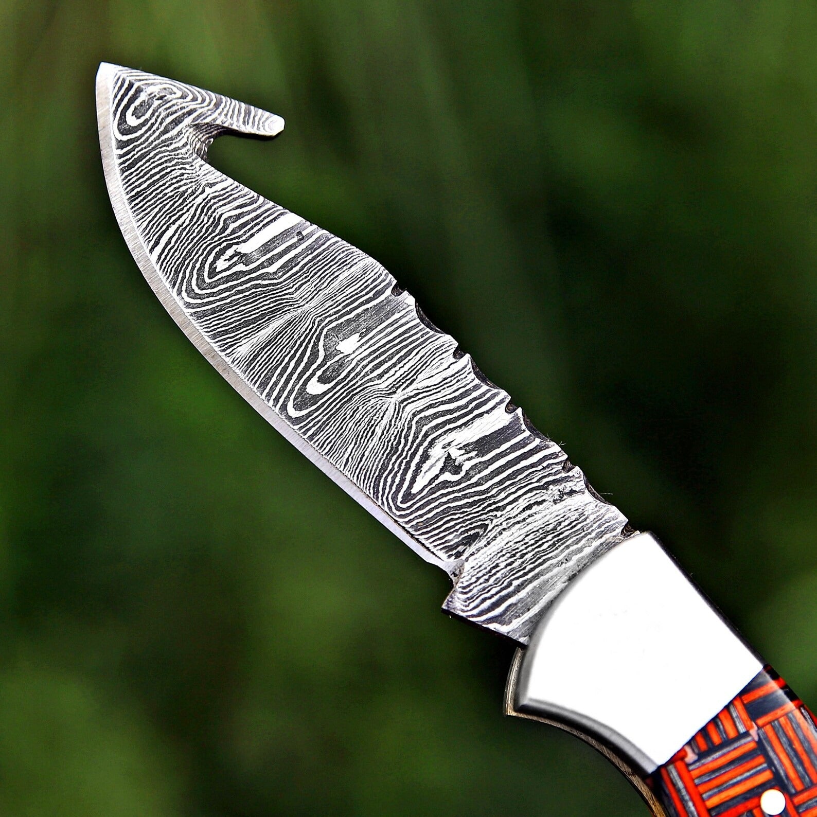 Unique Handmade Damascus Folding Knife w/ Leather Sheath – Limited Edition
