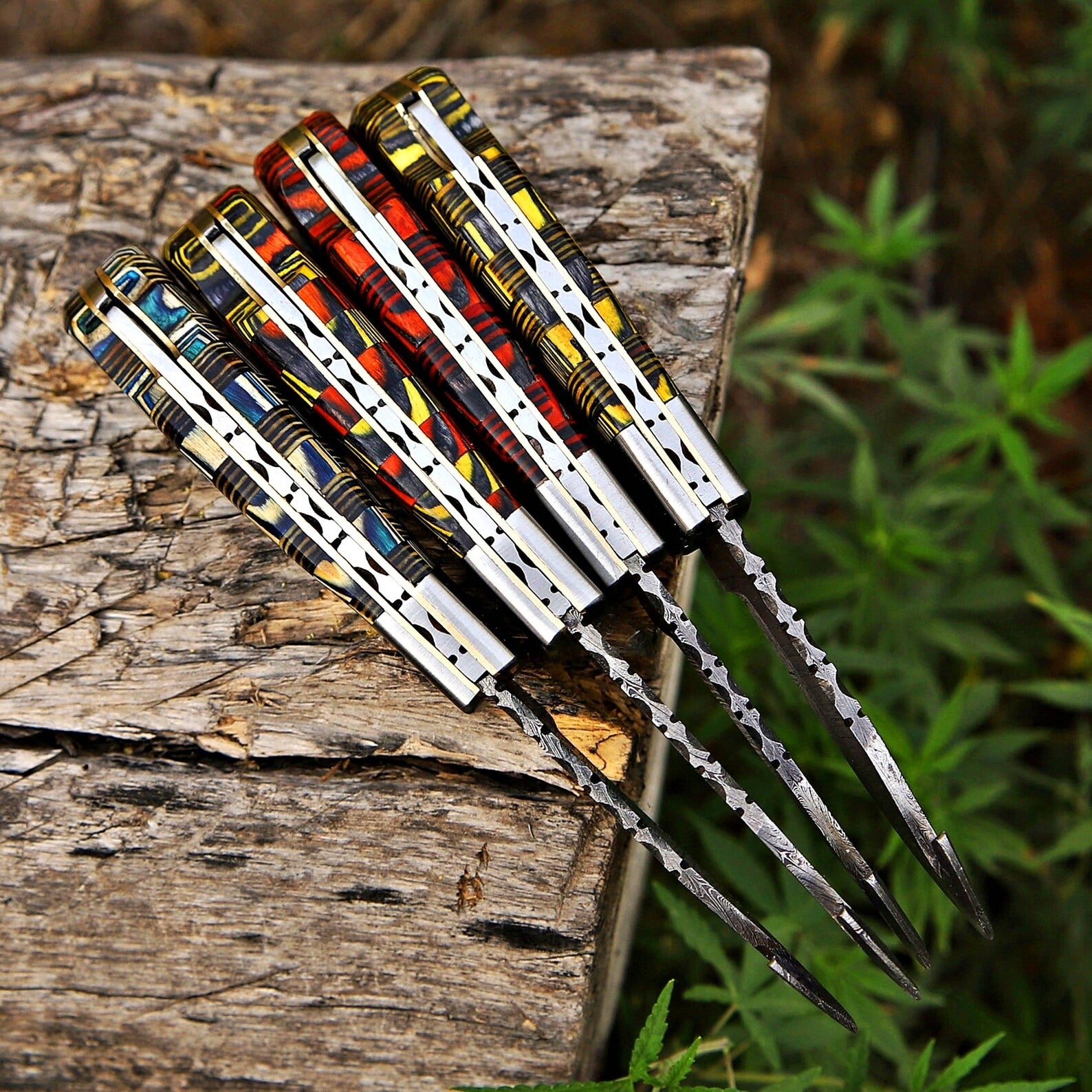 Unique Handmade Damascus Folding Knife w/ Leather Sheath – Limited Edition