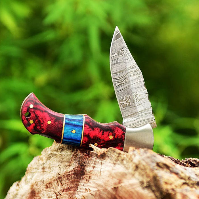 RA-275 Forged Damascus Steel Folding Pocket Knife, EDC Carry Knife, Gift For Him - Ragnar Armoury