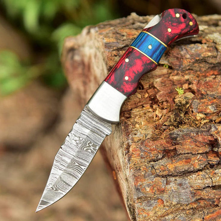 RA-275 Forged Damascus Steel Folding Pocket Knife, EDC Carry Knife, Gift For Him - Ragnar Armoury