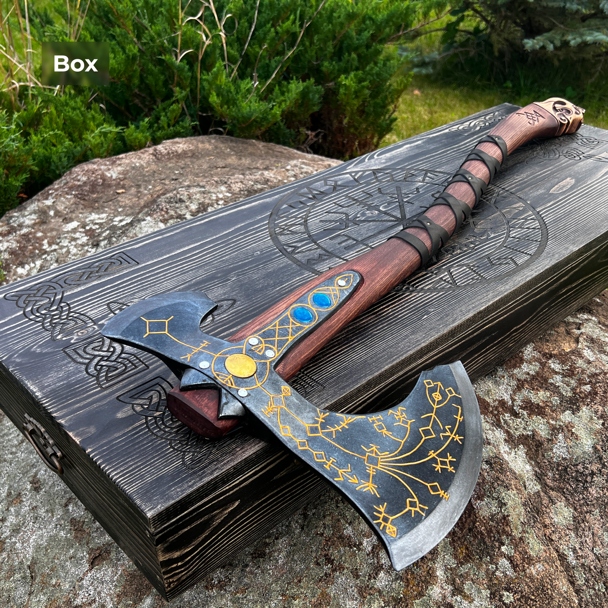 RA-204 Hand-forged Leviathan axe with leather wrap, Viking Axe, God Of War axe, Gift For Men, Christmas Gift - Ragnar Armoury