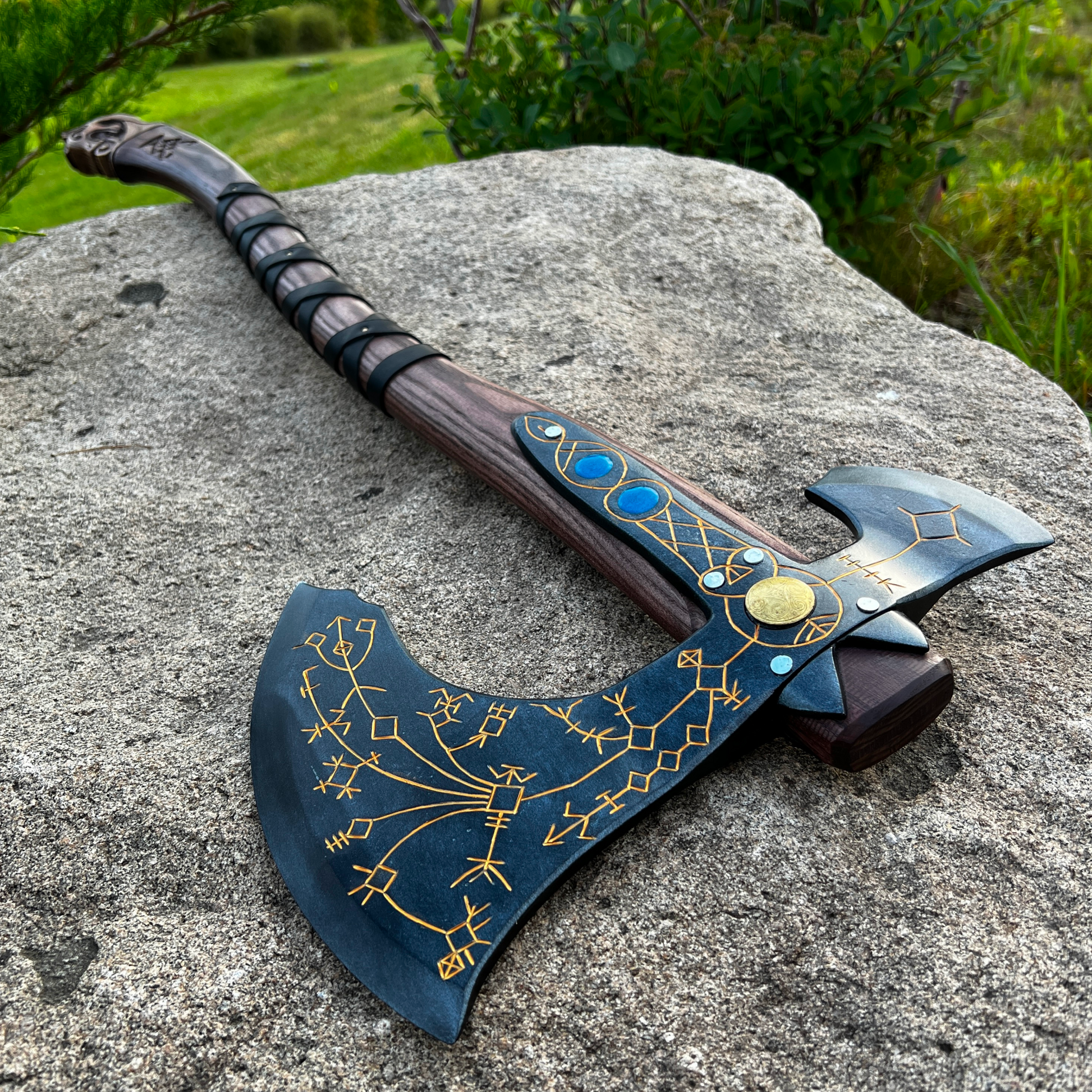 RA-204 Hand-forged Leviathan axe with leather wrap, Viking Axe, God Of War axe, Gift For Men, Christmas Gift - Ragnar Armoury