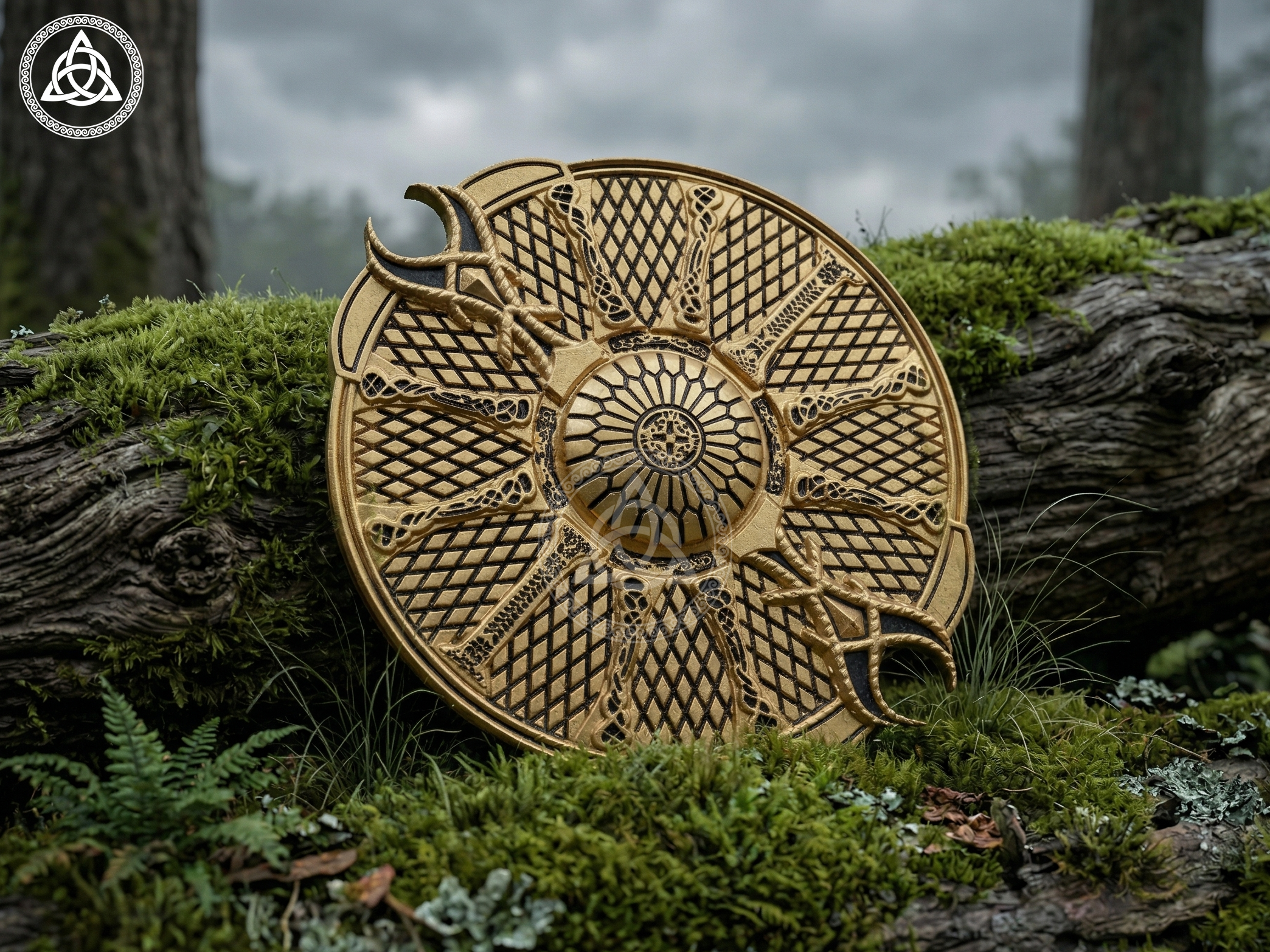 Shield Reproduction Kratos' Golden Guardian: The Iconic God of War Shield Replica – Ragnar ...