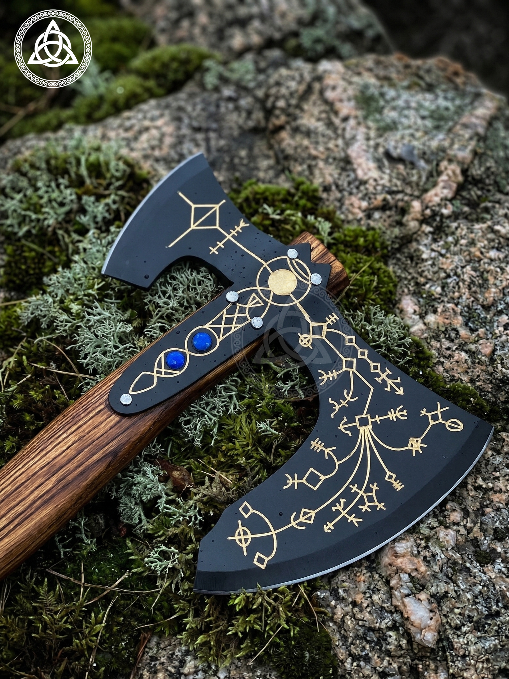 Hand-Forged Kratos Leviathan Axe - God of War Wall Hanging Replica