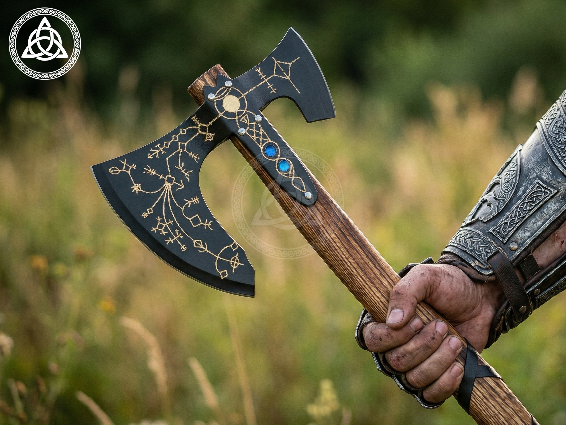 Hand-Forged Kratos Leviathan Axe - God of War Wall Hanging Replica