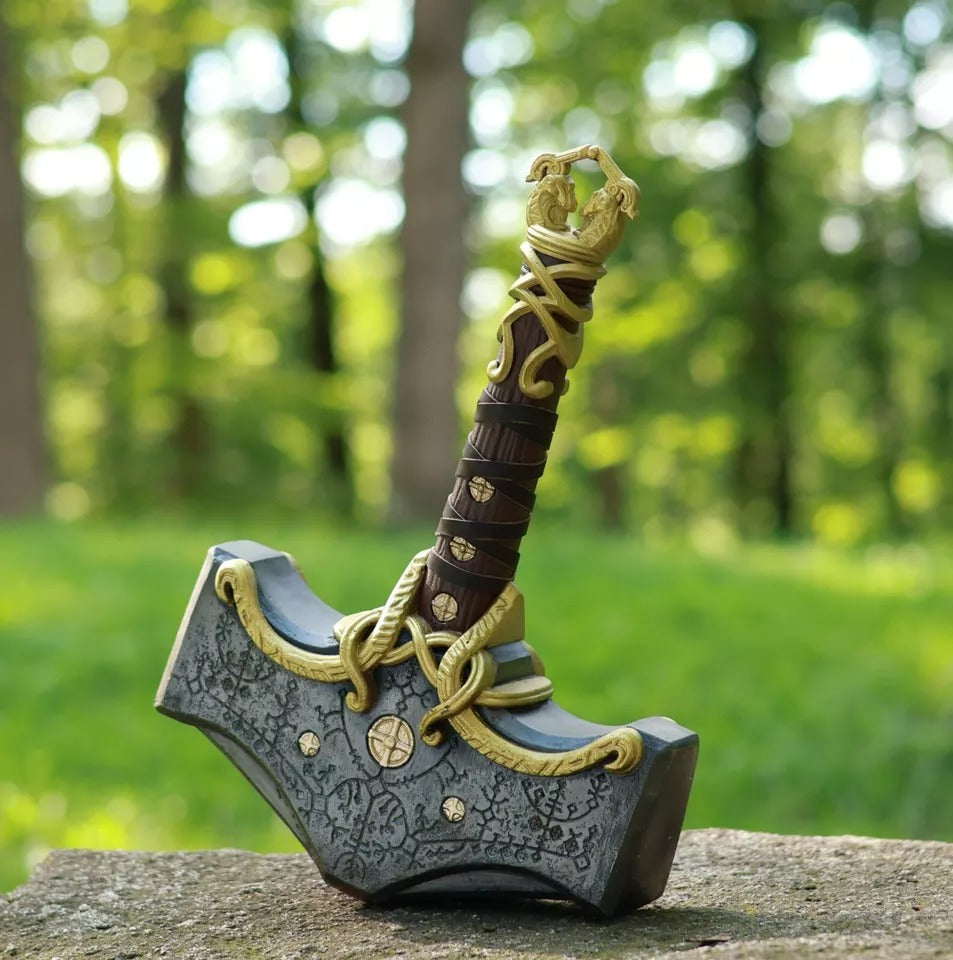 Martillo de metal Mjolnir de God of War Ragnarök: réplica del martillo de Thor, martillo vikingo personalizado RA-209