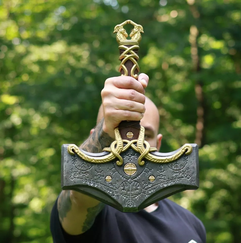 Martillo de metal Mjolnir de God of War Ragnarök: réplica del martillo de Thor, martillo vikingo personalizado RA-209
