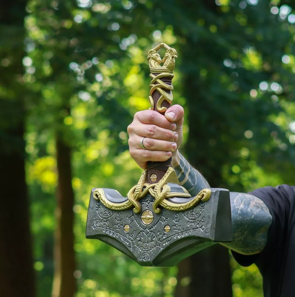 Martillo de metal Mjolnir de God of War Ragnarök: réplica del martillo de Thor, martillo vikingo personalizado RA-209