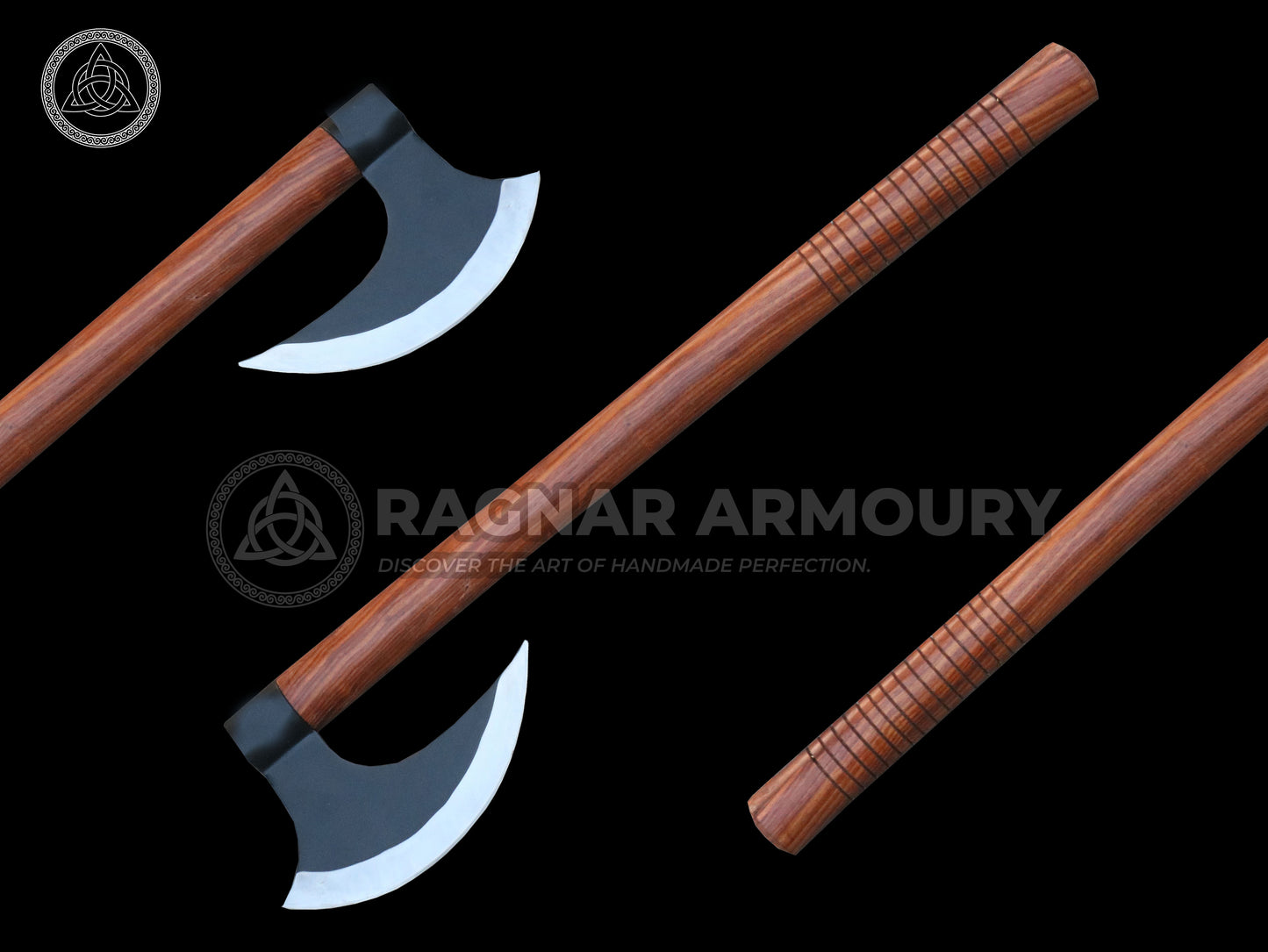 RA-177 Handmade Hunting Camping Axe High Stainless Steel Hatchet Axe Long Viking axe, Skeggöx, Handcrafted axe, Bearded Axe With Leather Cover - Ragnar Armoury