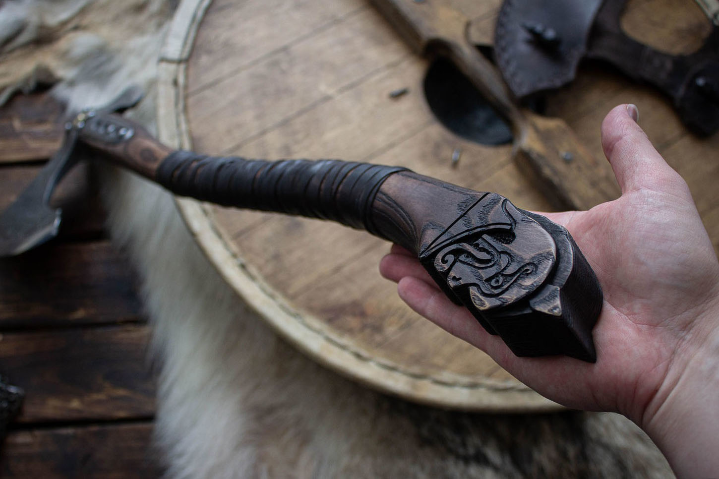 Hand-Forged God Of War Kratos Axe | Handmade Kratos Axe | Wall Hanging Axe | Leviathan Axe | RA-294