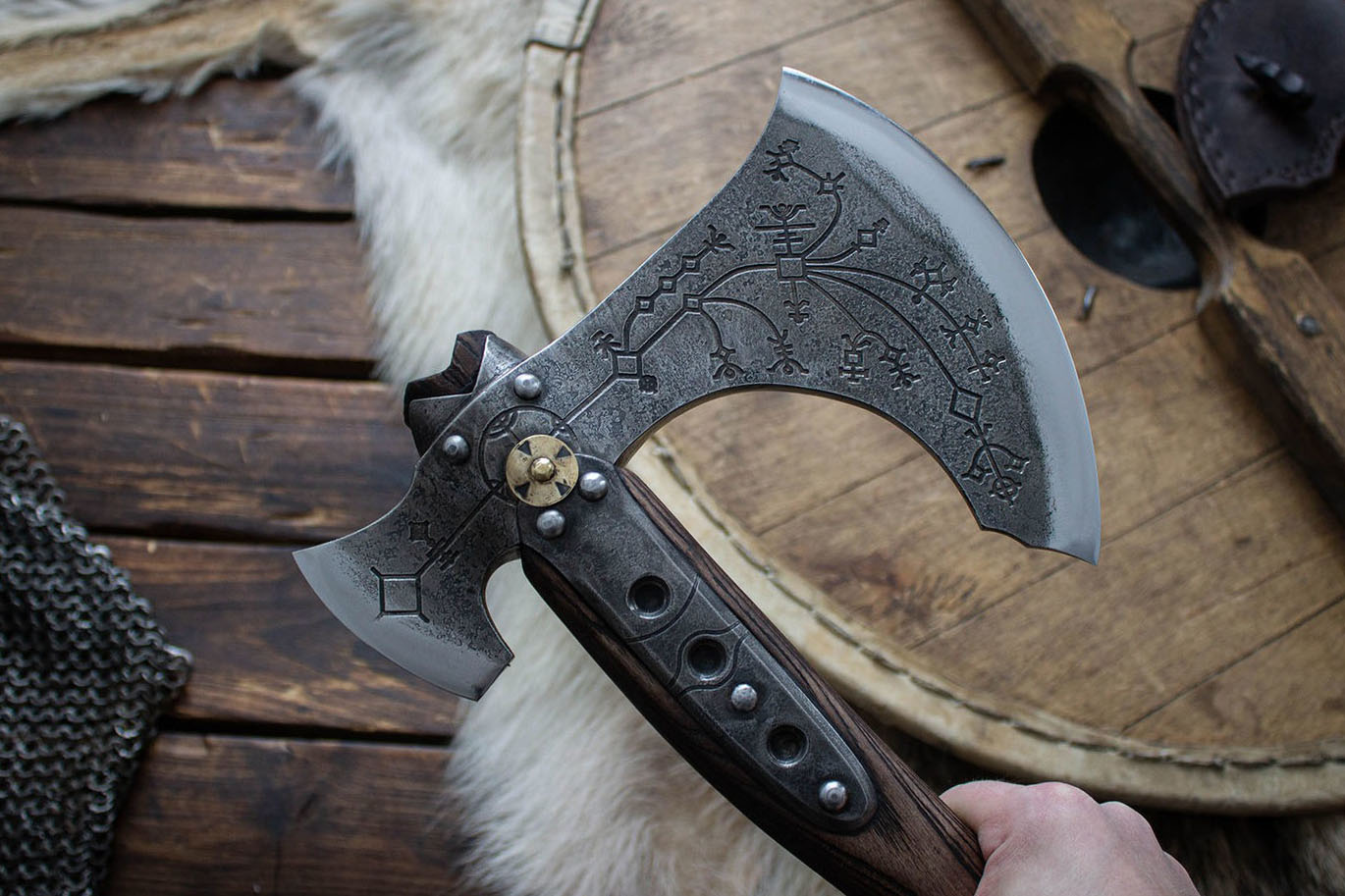Hand-Forged God Of War Kratos Axe | Handmade Kratos Axe | Wall Hanging Axe | Leviathan Axe | RA-294