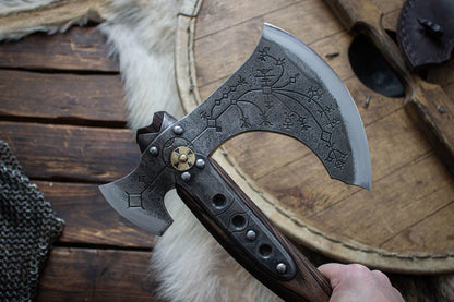 RA-294 Hand-Forged God Of War Kratos Axe, Handmade Kratos Axe, Wall Hanging Axe, Leviathan Axe, Gift For Men