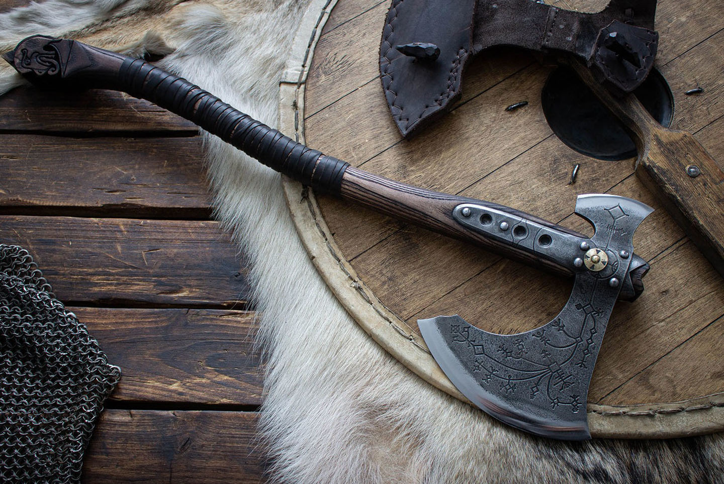 RA-294 Hand-Forged God Of War Kratos Axe, Handmade Kratos Axe, Wall Hanging Axe, Leviathan Axe, Gift For Men