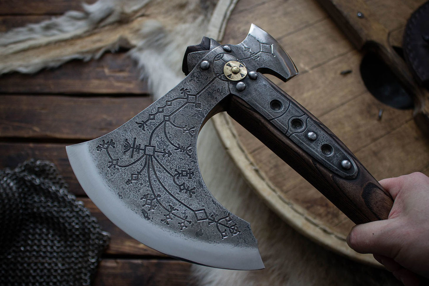 Hand-Forged God Of War Kratos Axe | Handmade Kratos Axe | Wall Hanging Axe | Leviathan Axe | RA-294