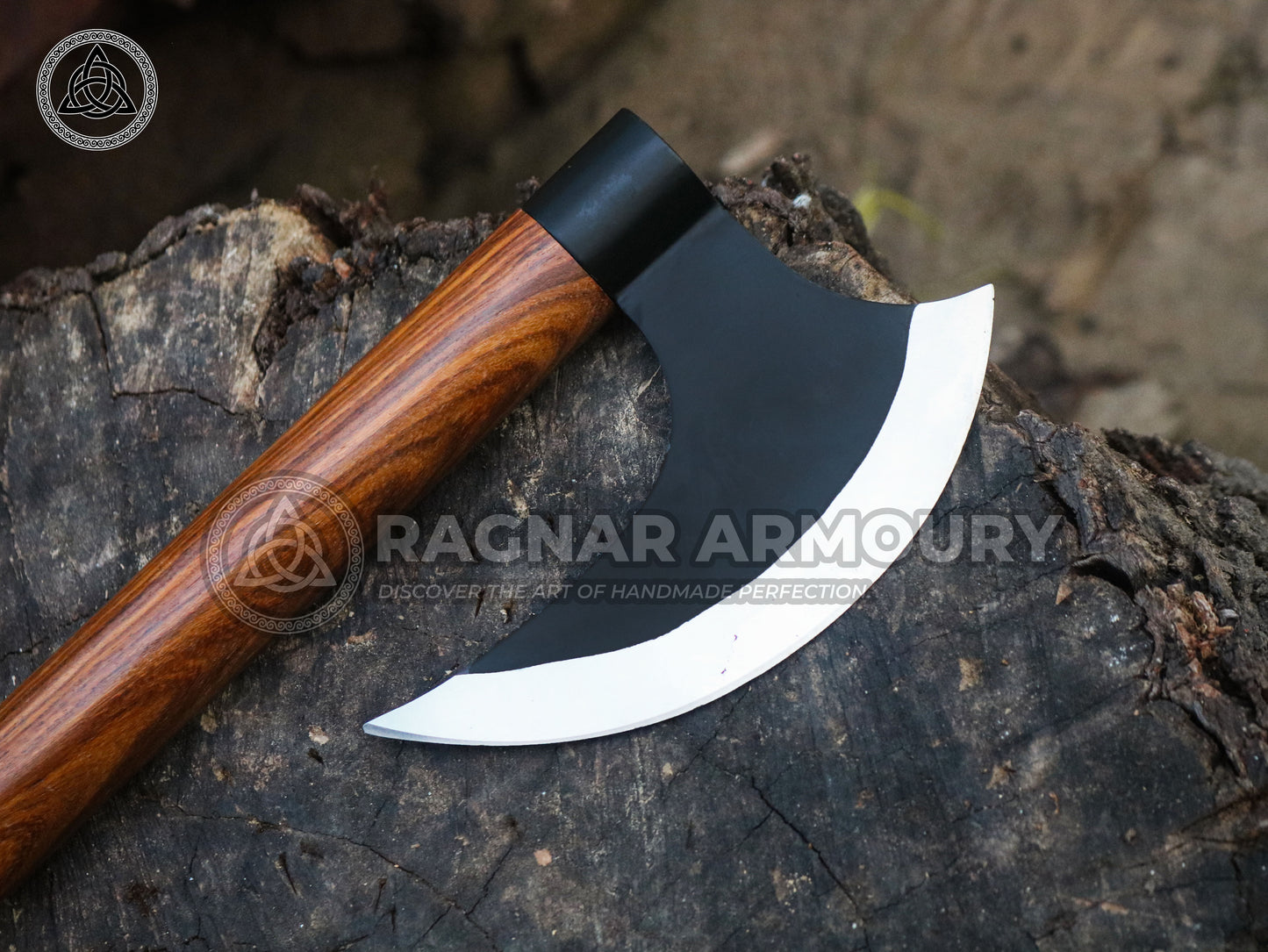 RA-177 Handmade Hunting Camping Axe High Stainless Steel Hatchet Axe Long Viking axe, Skeggöx, Handcrafted axe, Bearded Axe With Leather Cover - Ragnar Armoury