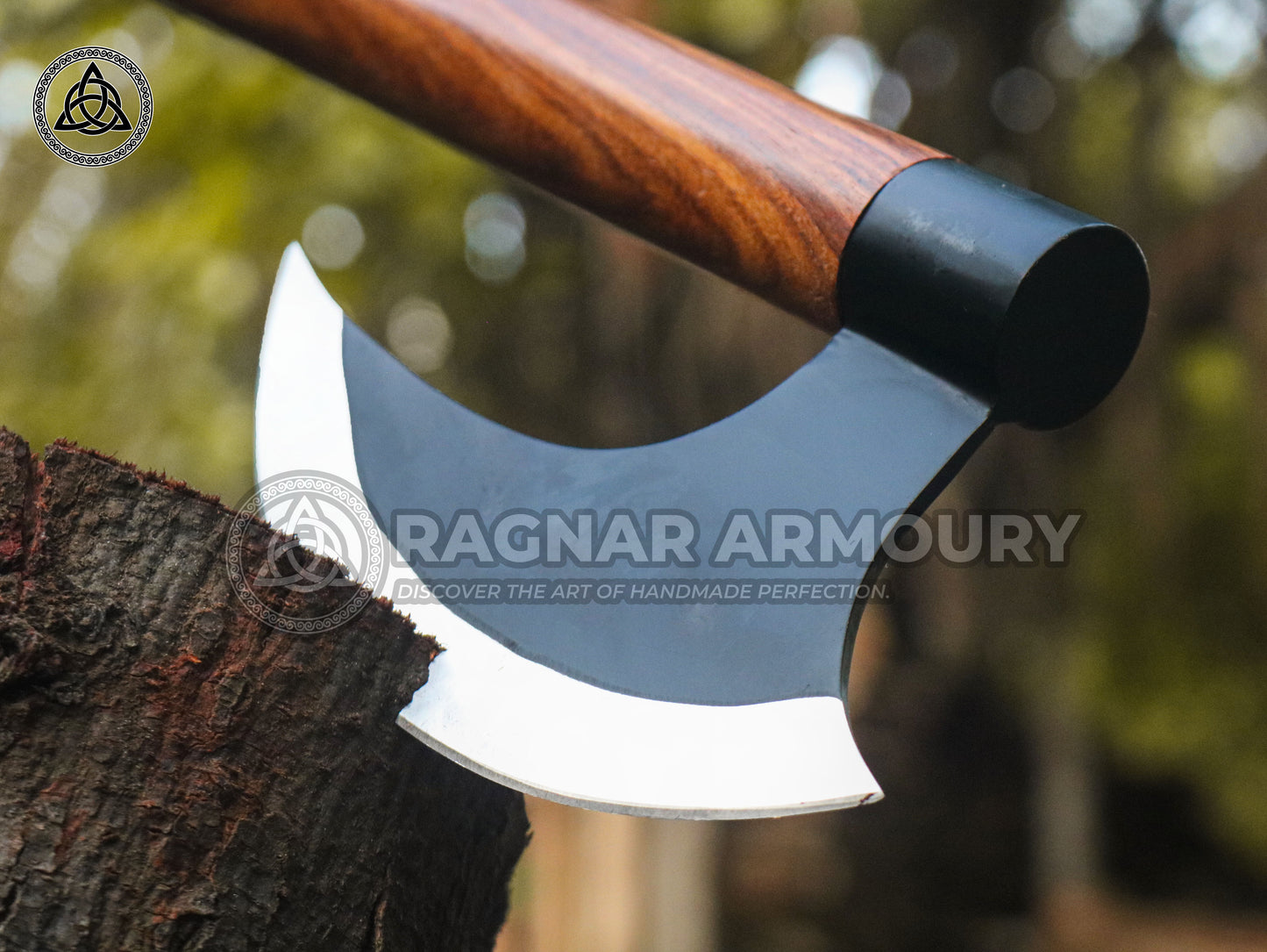 RA-177 Handmade Hunting Camping Axe High Stainless Steel Hatchet Axe Long Viking axe, Skeggöx, Handcrafted axe, Bearded Axe With Leather Cover - Ragnar Armoury