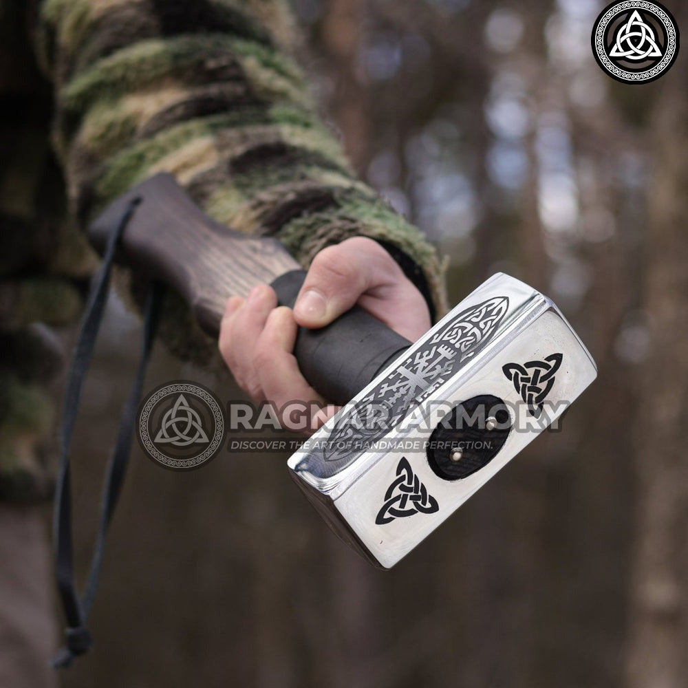 RA-143 Hand-forged Viking hammer with Vegvisir, Norse Hammer, Gift For Men, Father's Day Gift, Gift For Father, Christmas Gift - Ragnar Armoury