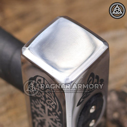 RA-143 Hand-forged Viking hammer with Vegvisir, Norse Hammer, Gift For Men, Father's Day Gift, Gift For Father, Christmas Gift - Ragnar Armoury