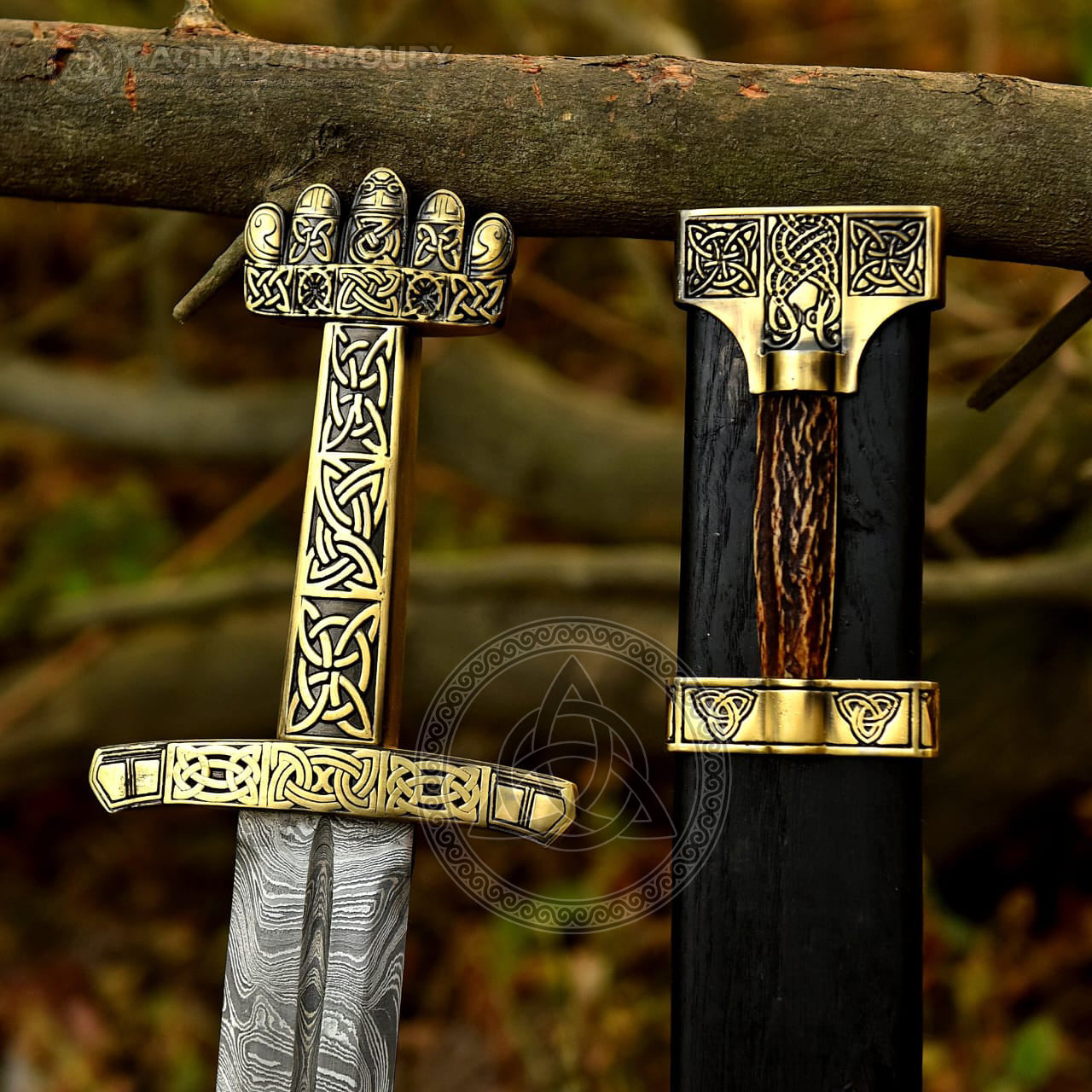 Hand-Forged Damascus Steel Petersen Type O Viking Sword | Historical Norse Battle Sword Replica for Collectors RA-307