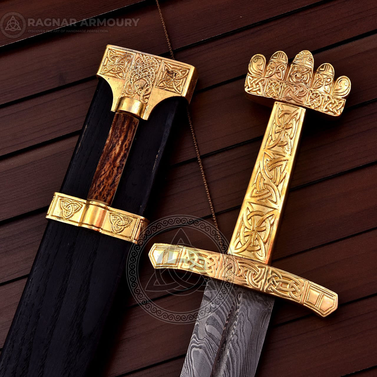 Hand-Forged Damascus Steel Petersen Type O Viking Sword | Historical Norse Battle Sword Replica for Collectors RA-307