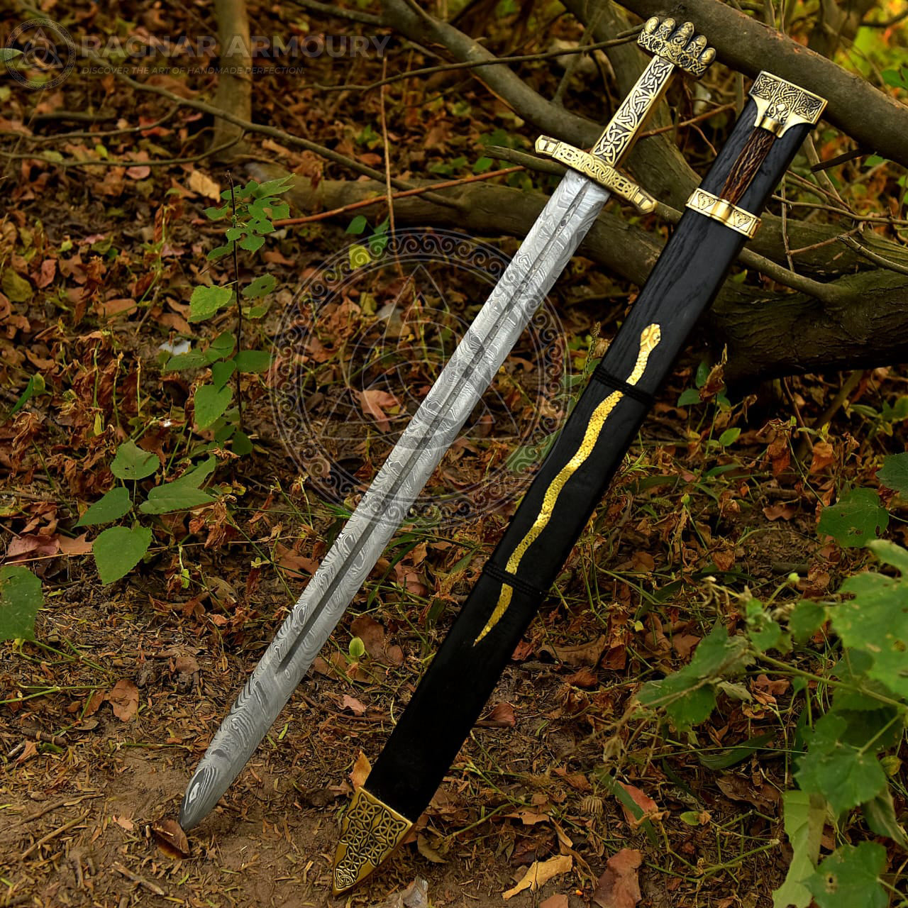 Hand-Forged Damascus Steel Petersen Type O Viking Sword | Historical Norse Battle Sword Replica for Collectors RA-307