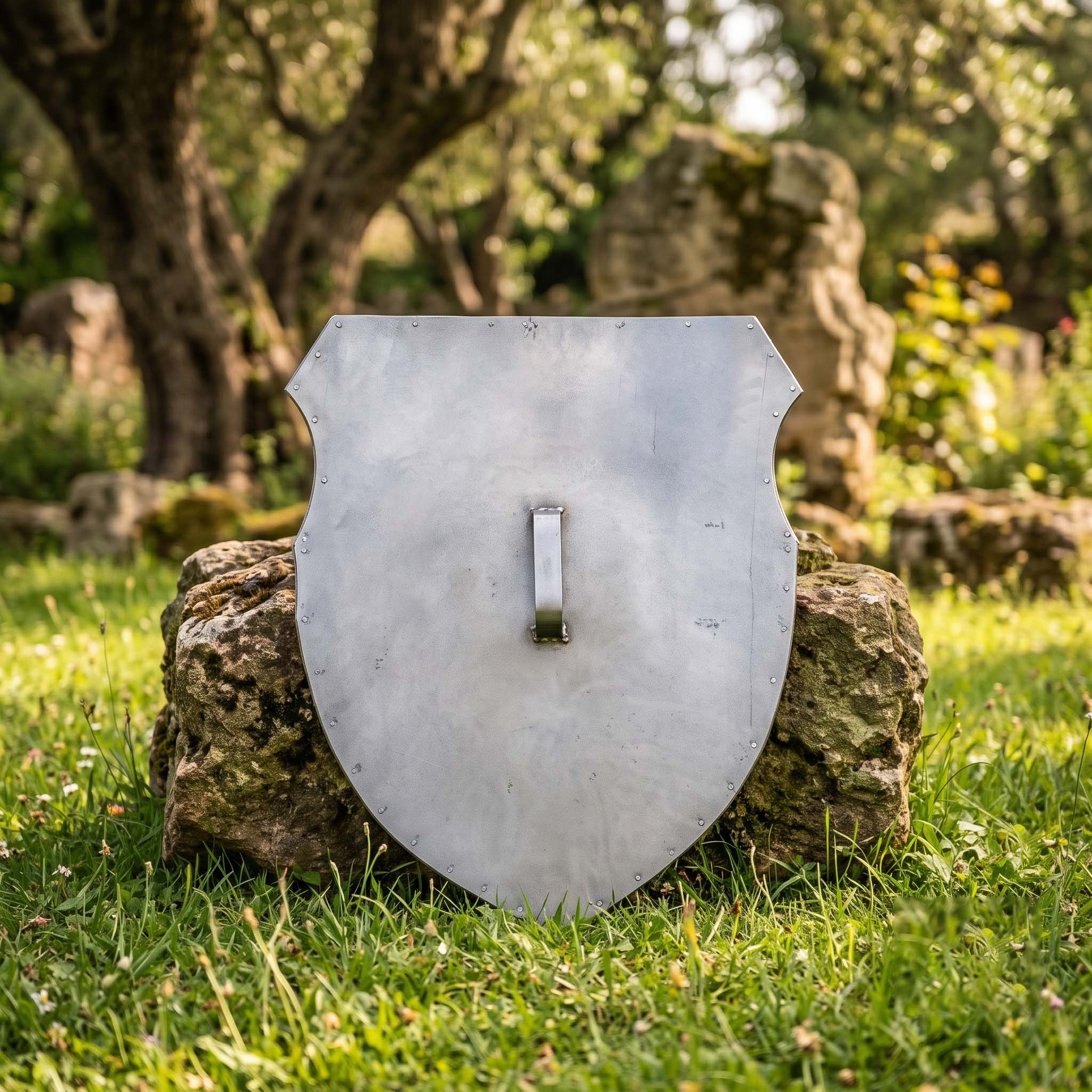 Blue Cross Crusader Shield – Handmade Medieval Steel Shield, Reenactment & Display