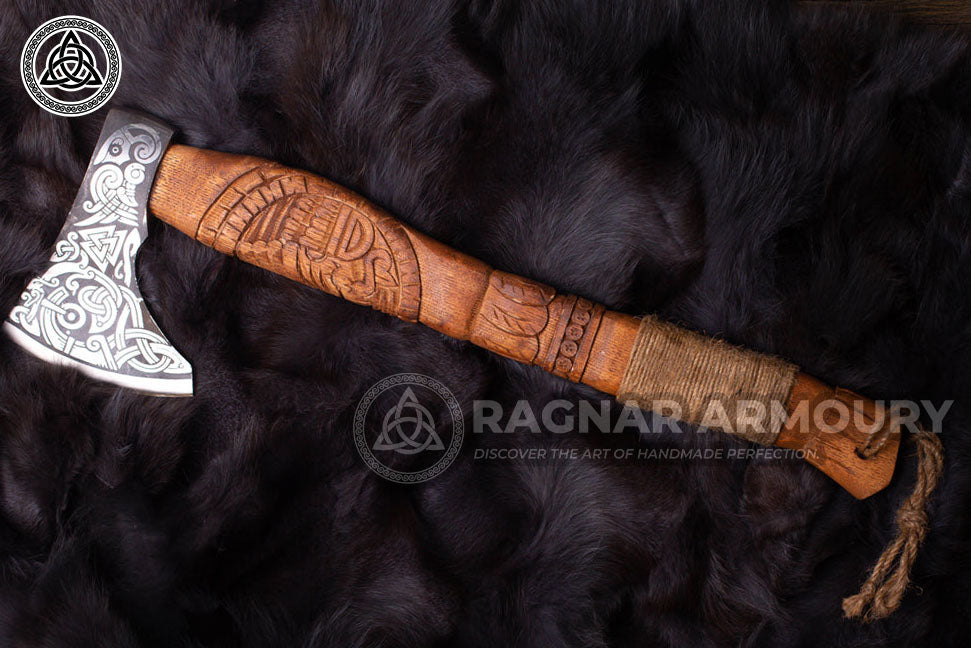 RA-195 Hand Forged Viking Axe, Personalized Axe, Hiking axe, warrior axe, Wedding Gift Axe, Christmas Gift - Ragnar Armoury