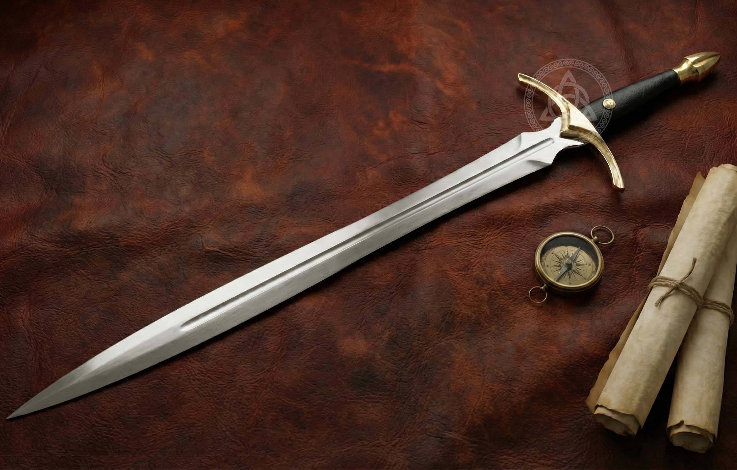 Handmade Medieval European Sword with Leather Scabbard