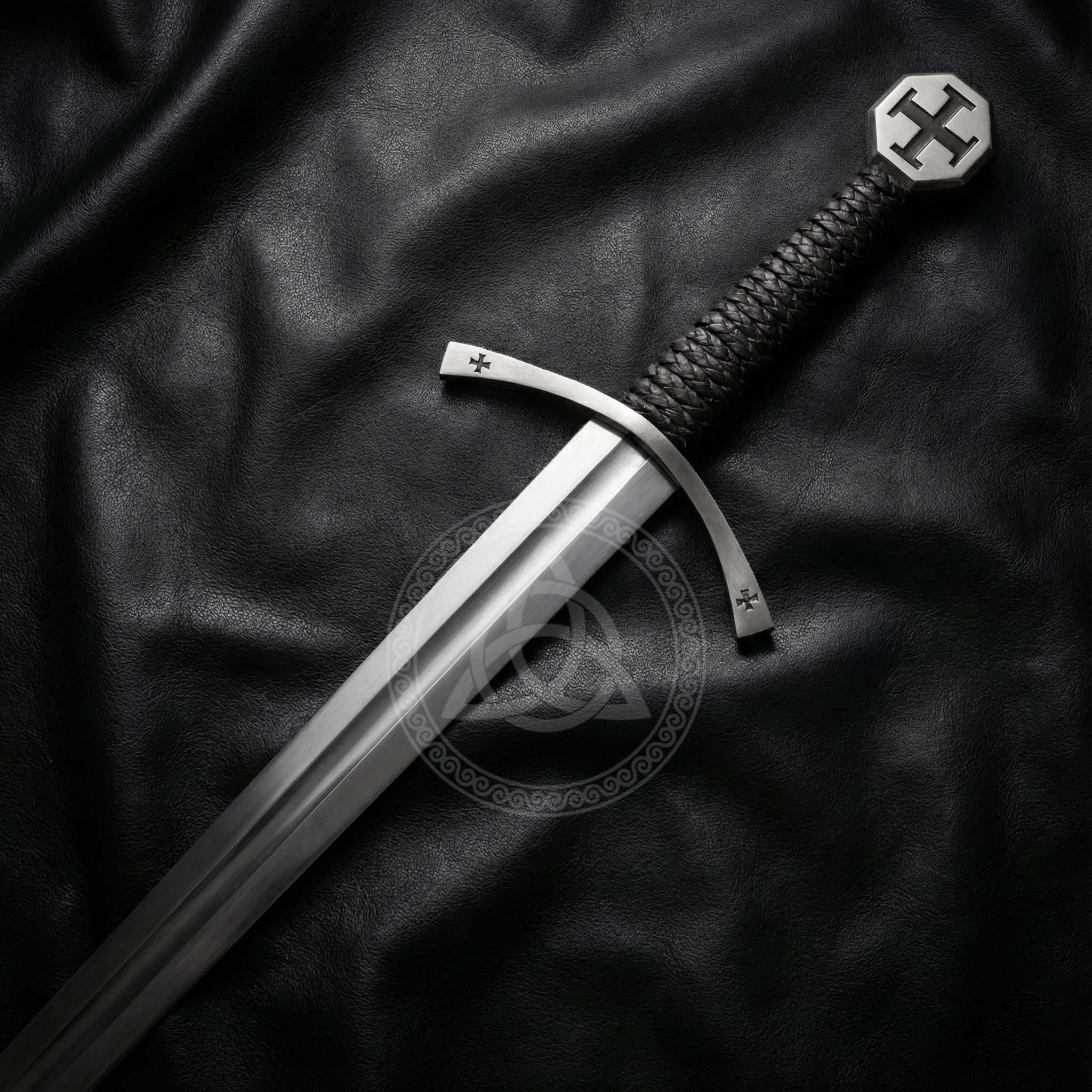 Knights Templar Sword Replica - Cross Pattée Crusader Steel & Brass Edition
