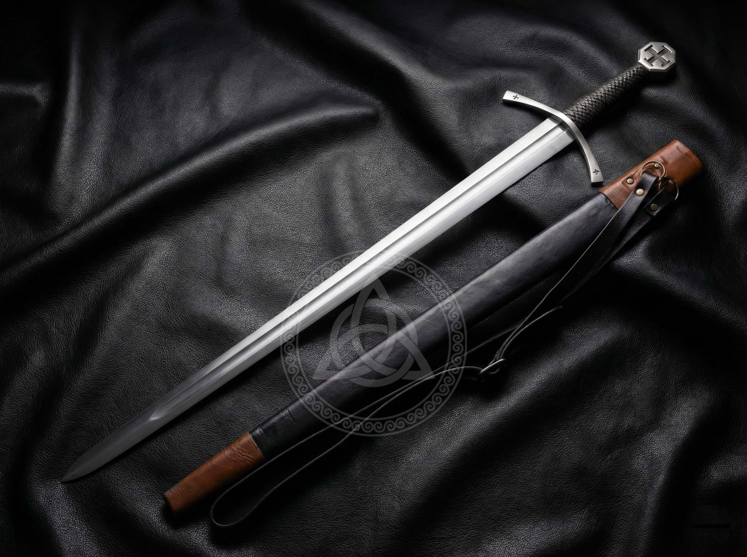 Knights Templar Sword Replica - Cross Pattée Crusader Steel & Brass Edition