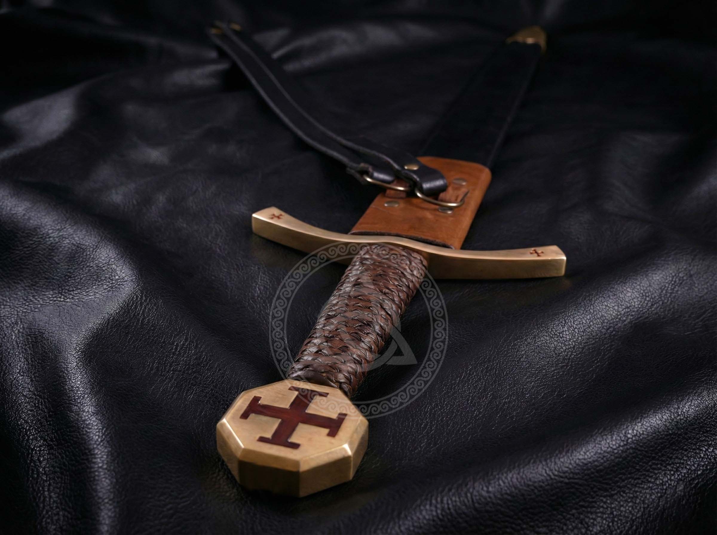Knights Templar Sword Replica - Cross Pattée Crusader Steel & Brass Ed ...