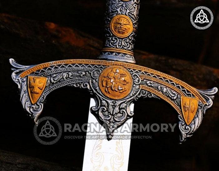 RA-104 Templar Knights Sacred Holy Longsword Ornate Steel Replica Medieval Sword, Legendary Viking Sword, Gift For Him, Gift For Men, Anniversary Gift, Best Wall Decorate Idea, Christmas Gift - Ragnar Armoury