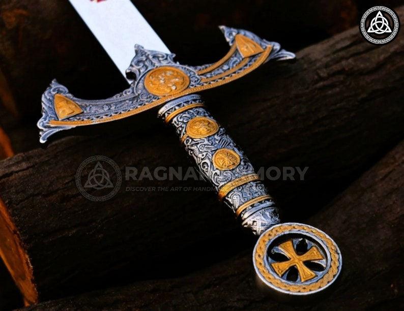 RA-104 Templar Knights Sacred Holy Longsword Ornate Steel Replica Medieval Sword, Legendary Viking Sword, Gift For Him, Gift For Men, Anniversary Gift, Best Wall Decorate Idea, Christmas Gift - Ragnar Armoury