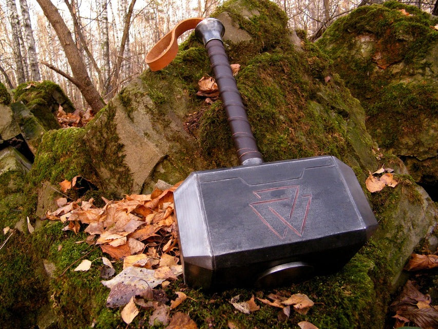 Authentic Mjolnir War Hammer – Functional Metal Thor’s Hammer Valknut Symbol Hammer RA-99